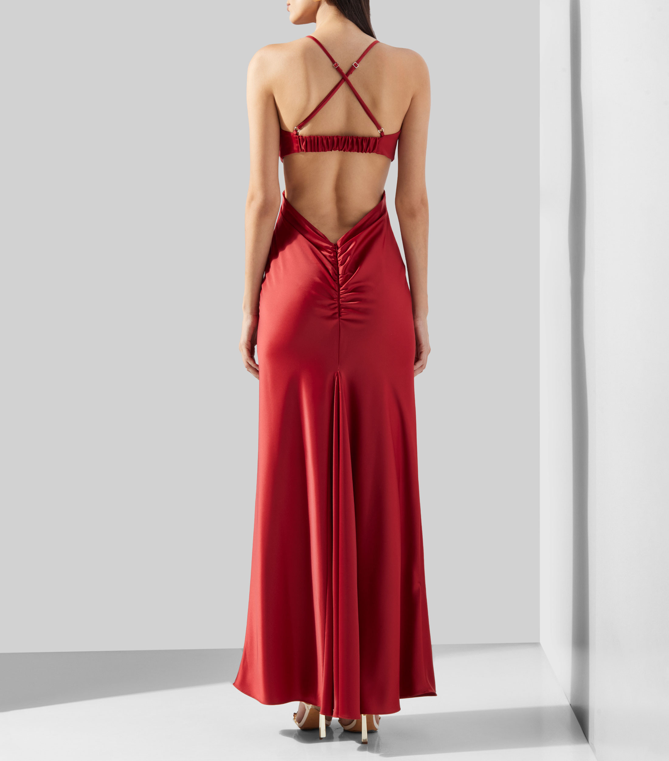 Vestido de fiesta largo liso sin mangas Mujer